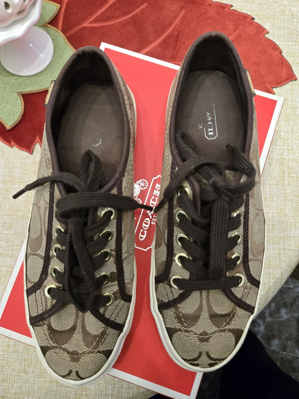 Coach Women’s Brown Signature Canvas Sneakers 6.5M